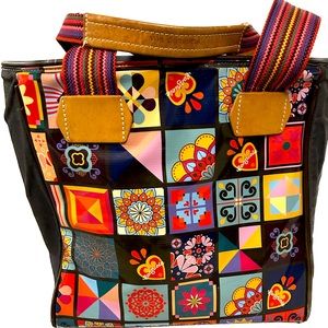 CONSUELA ALLIE TILES CLASSIC TOTE with black canvas sides. Multicolored.